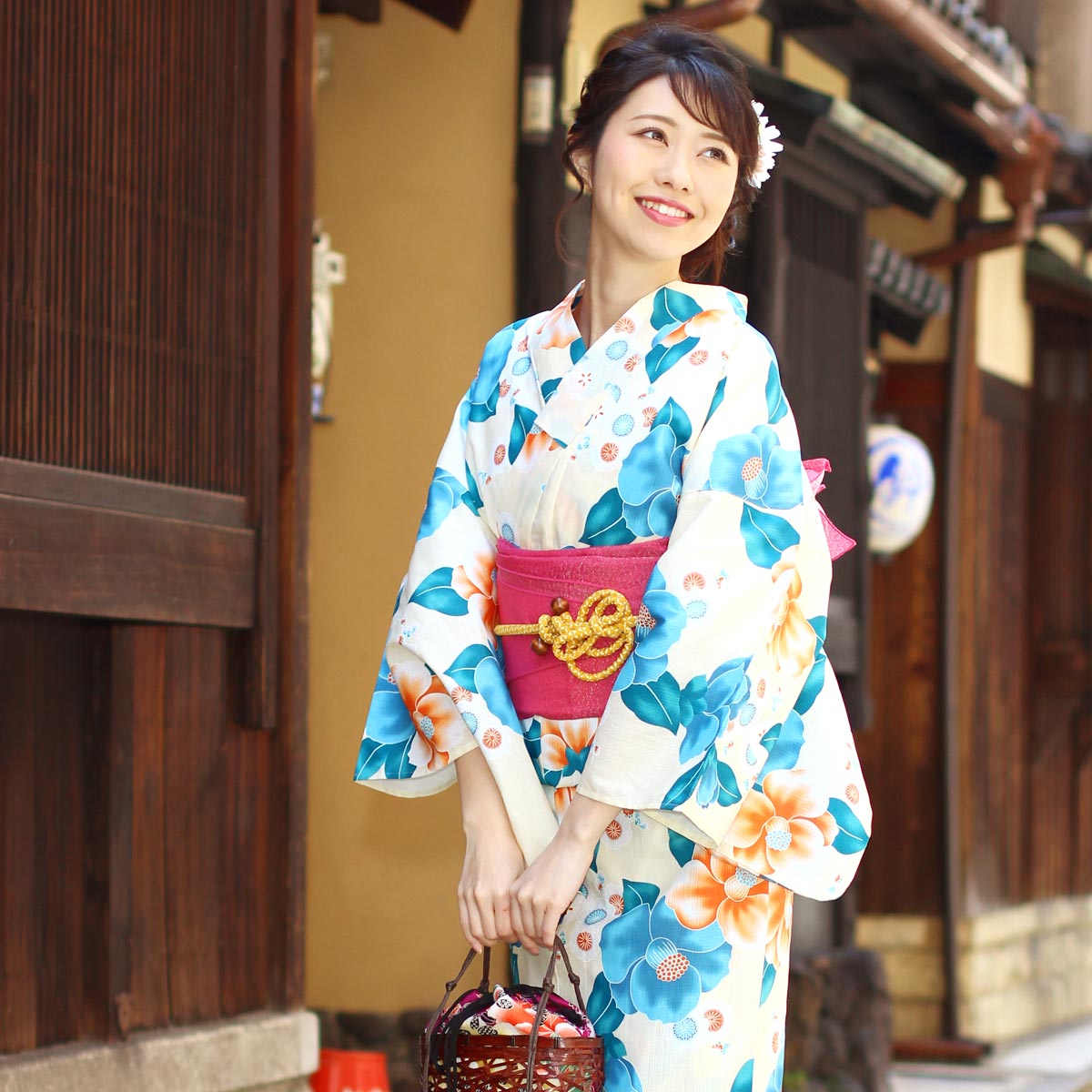 Japanese Kimono Pre-tied Obi Yukata Black x White Ribbon from Japan New F/S 
